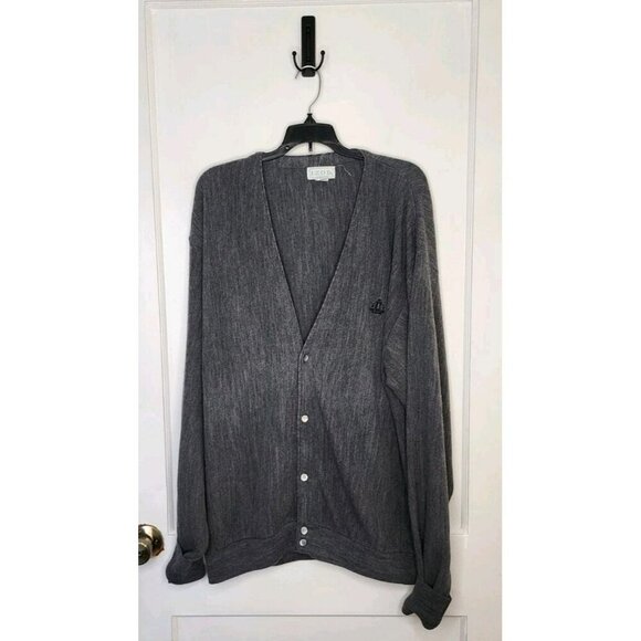 Vintage Izod Cardigan Sweater Mens 2XLT Gray USA Made Classic Grandpa Preppy - Picture 1 of 5